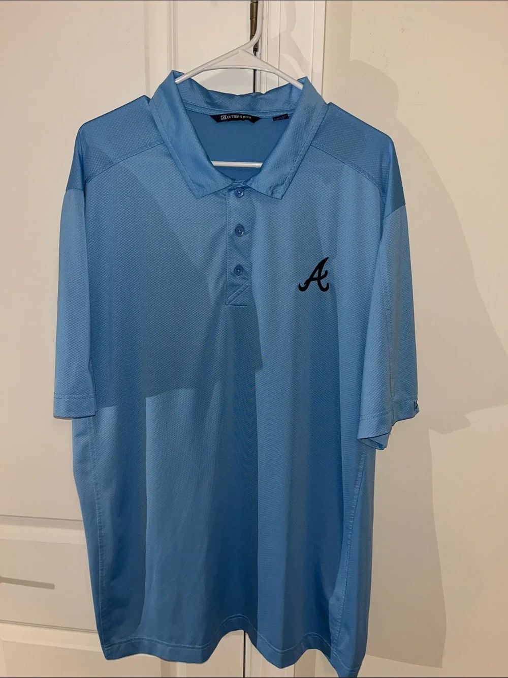 C & B Carolina Blue Atlanta Braves baseball polo golf shirt Cb Drytec Tomahawk